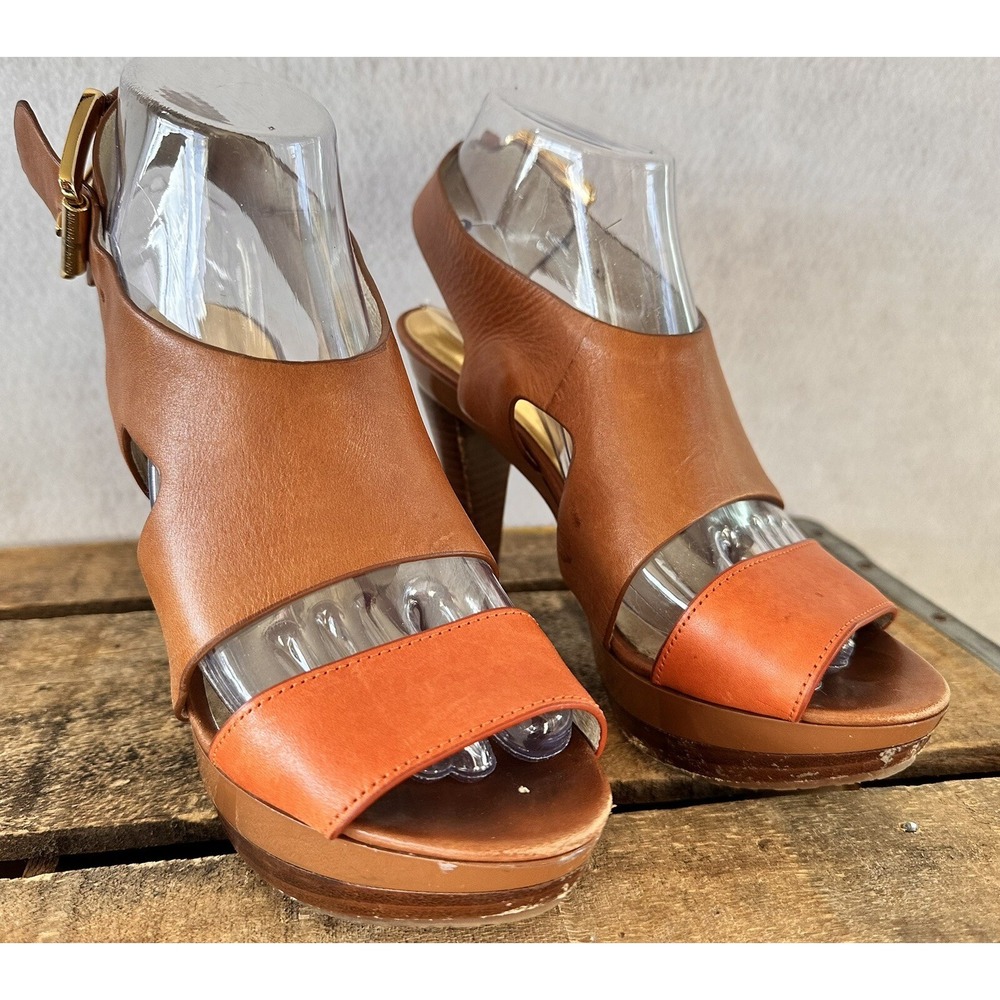 MICHAEL KORS Platform Chunky Heels BOHO City Office Brown Sz 6
